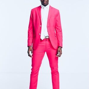 Topman Bold Pink suit men’s suit size 36 jacket and pants rare cool